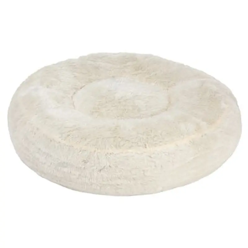 Fluffy Dog Bed - Replacement Cover with Cosy Blanket: Light Grey (diameter 90cm)