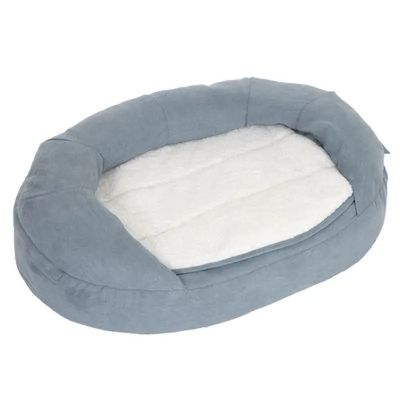 Oval Memory Foam Dog Bed, grey-blue - 118 x 74 x 24 cm (L x W x H)