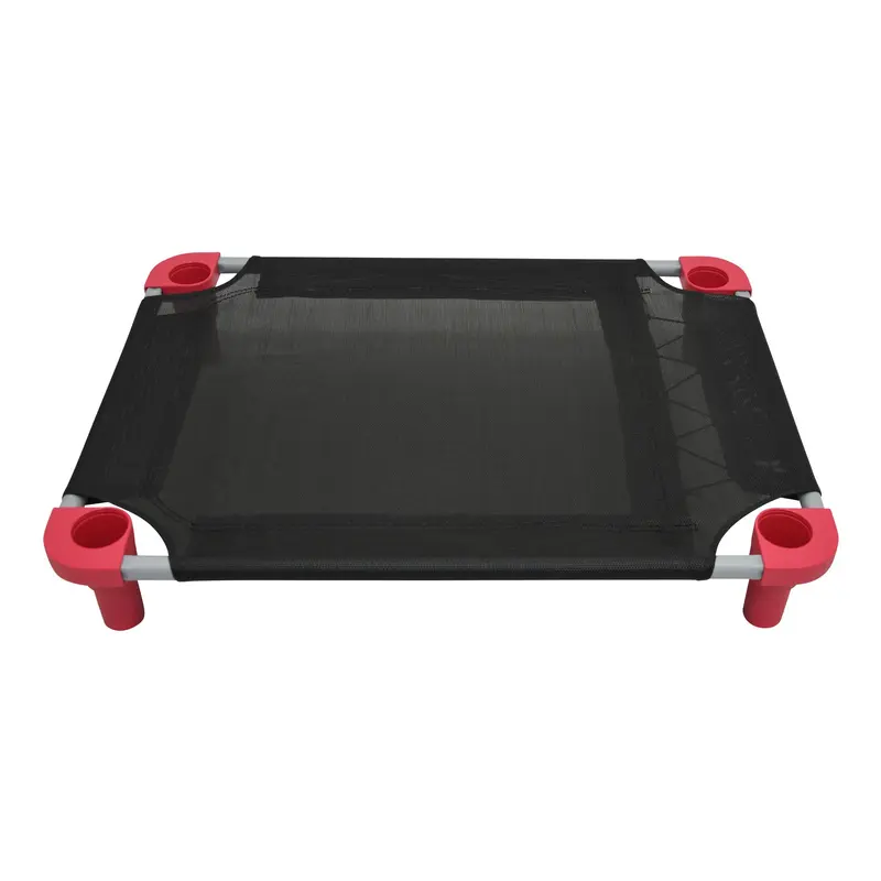 4Legs4Pets Solid Color Premium Weave Dog Cot - Black with Hibiscus Pink Legs