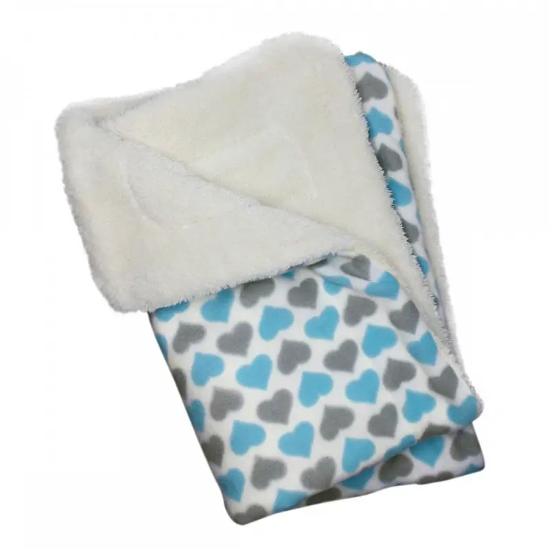 Klippo Hearts Ultra-Plush Dog Blanket - Blue and Gray