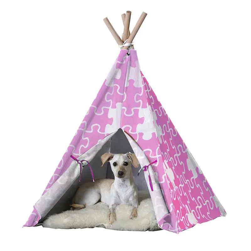 Merry Products Dog and Cat Teepee - Pink Puzzle
