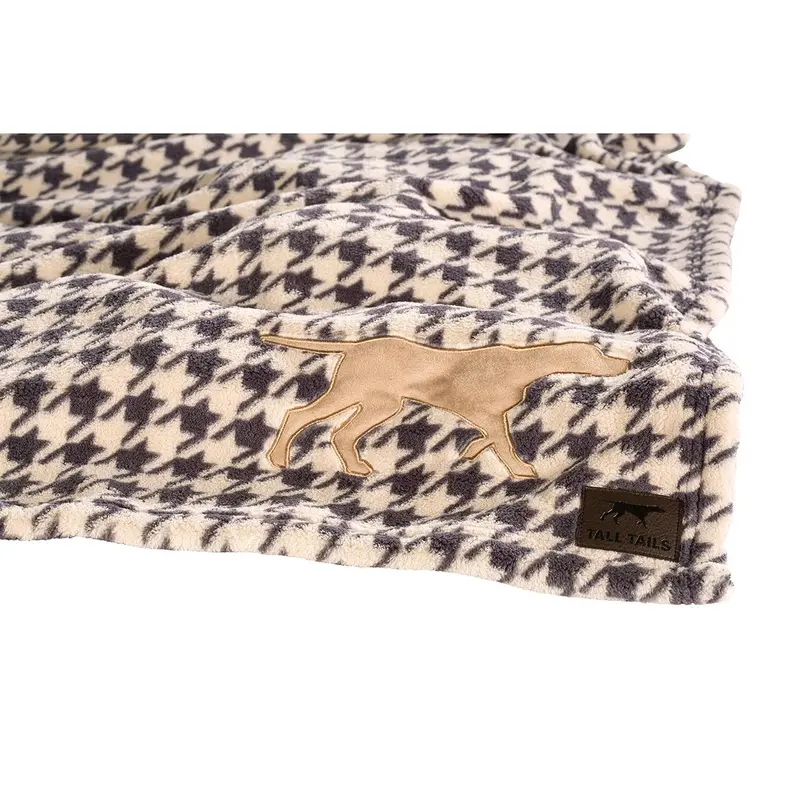 Tall Tails Houndstooth Fleece Dog Blanket with Dog Applique