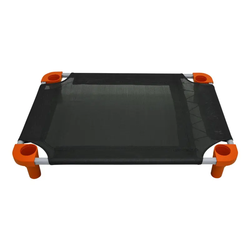 4Legs4Pets Solid Color Premium Weave Dog Cot - Black with Burnt Autumn Orange Legs