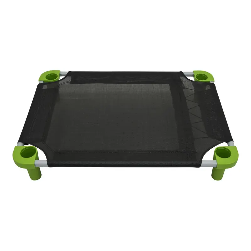 4Legs4Pets Solid Color Premium Weave Dog Cot - Black with Monster Green Legs