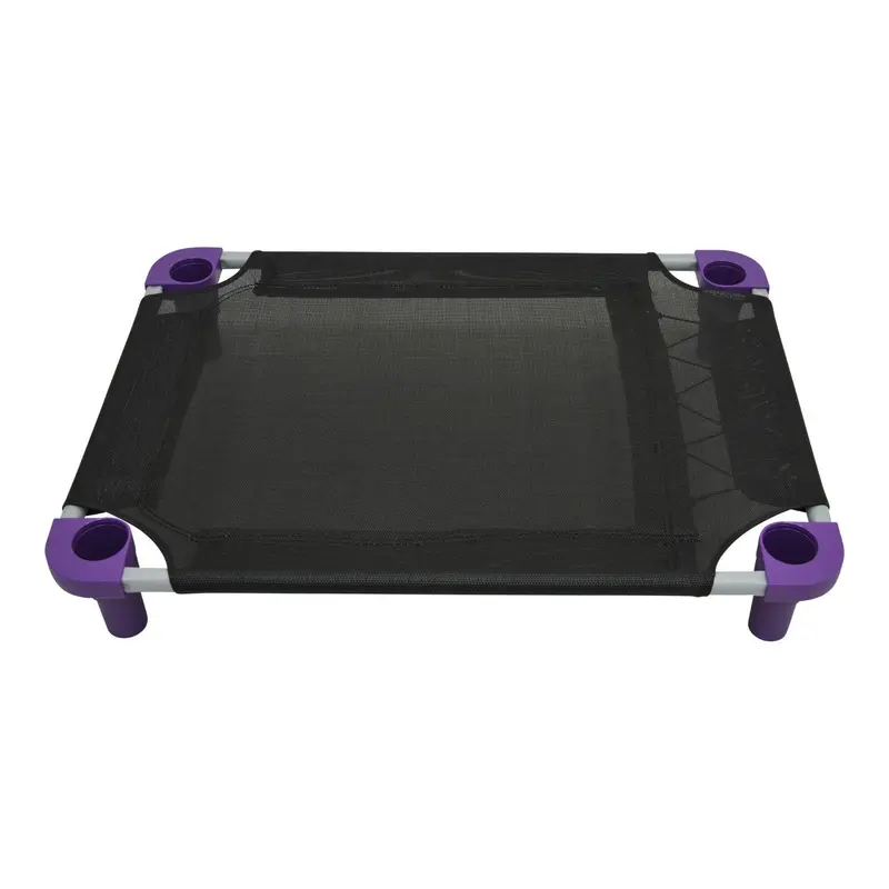 4Legs4Pets Solid Color Premium Weave Dog Cot - Black with Purple Legs