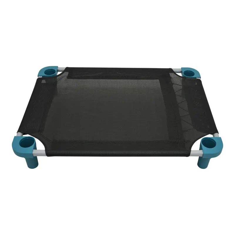 4Legs4Pets Solid Color Premium Weave Dog Cot - Black with Teal Legs