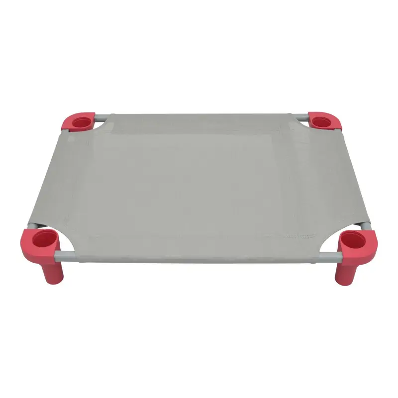 4Legs4Pets Solid Color Premium Weave Dog Cot - Gray with Hibiscus Pink Legs