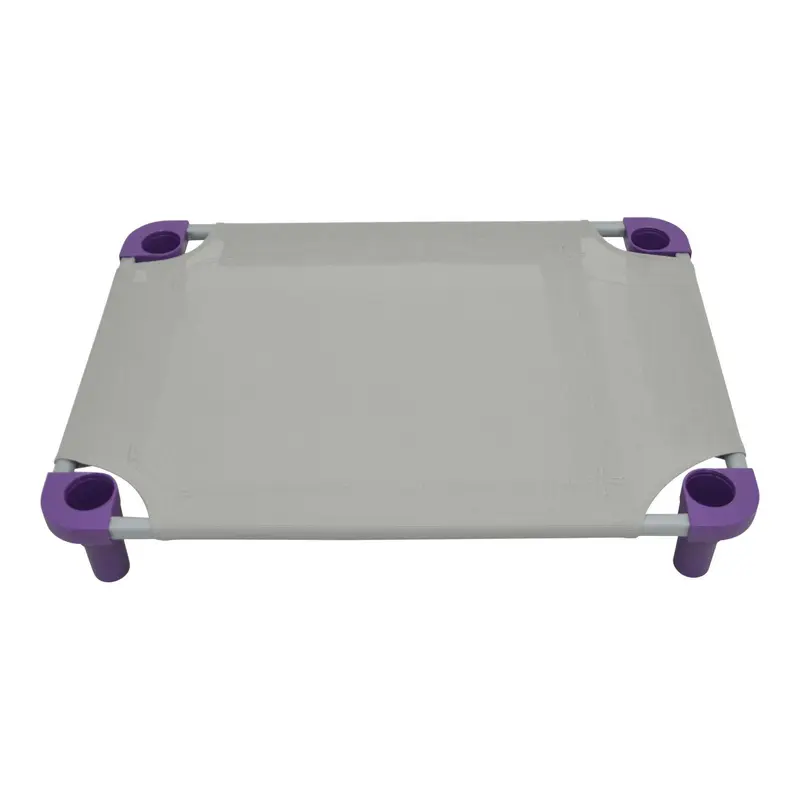 4Legs4Pets Solid Color Premium Weave Dog Cot - Gray with Purple Legs