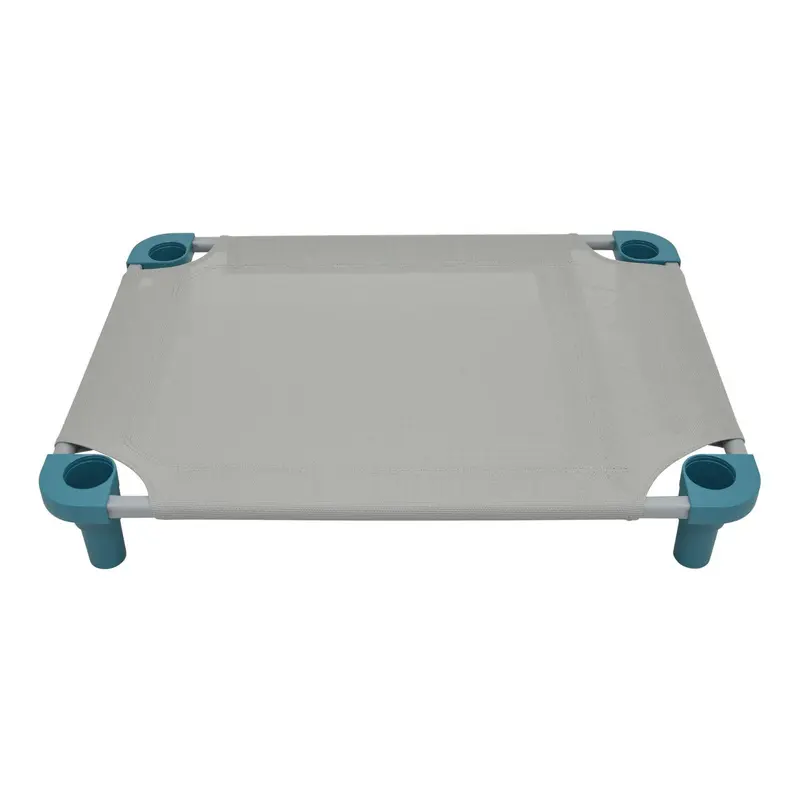 4Legs4Pets Solid Color Premium Weave Dog Cot - Gray with Teal Legs