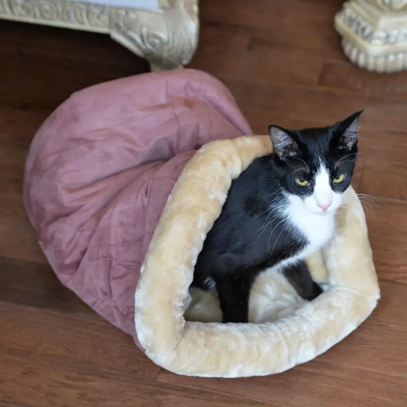 Armarkat Burrow Pet Bed - Rose/Beige