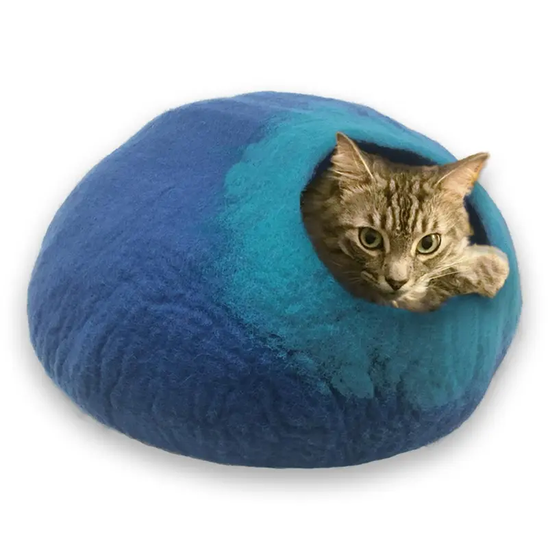 Walking Palm Cat Cave - Blue and Turquoise