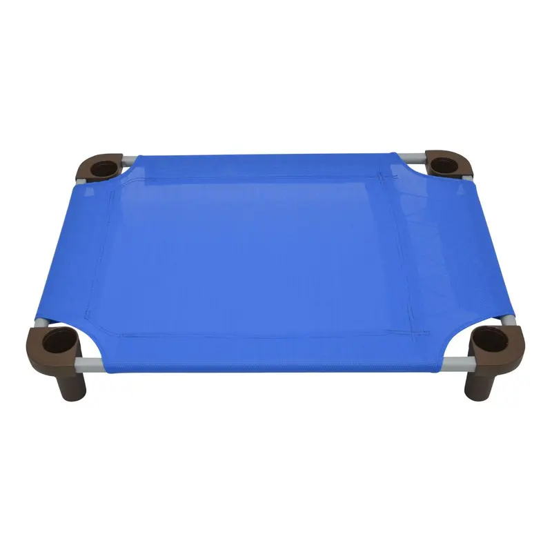 4Legs4Pets Solid Color Premium Weave Dog Cot - Blue with Brown Legs