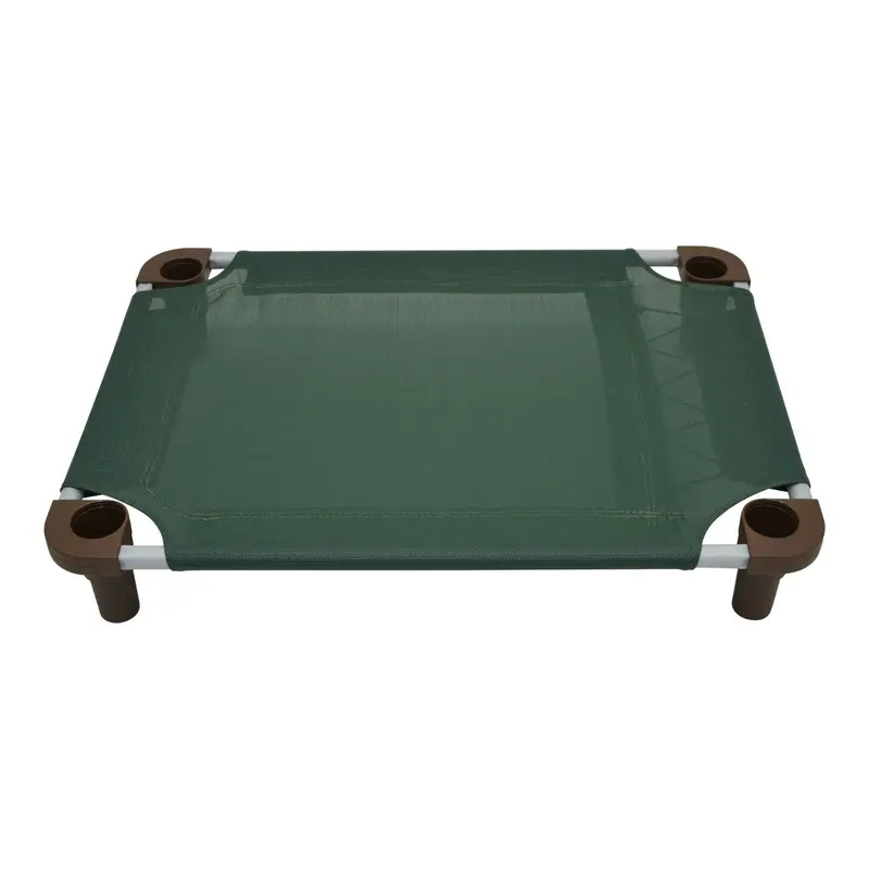4Legs4Pets Solid Color Premium Weave Dog Cot - Hunter Green with Brown Legs