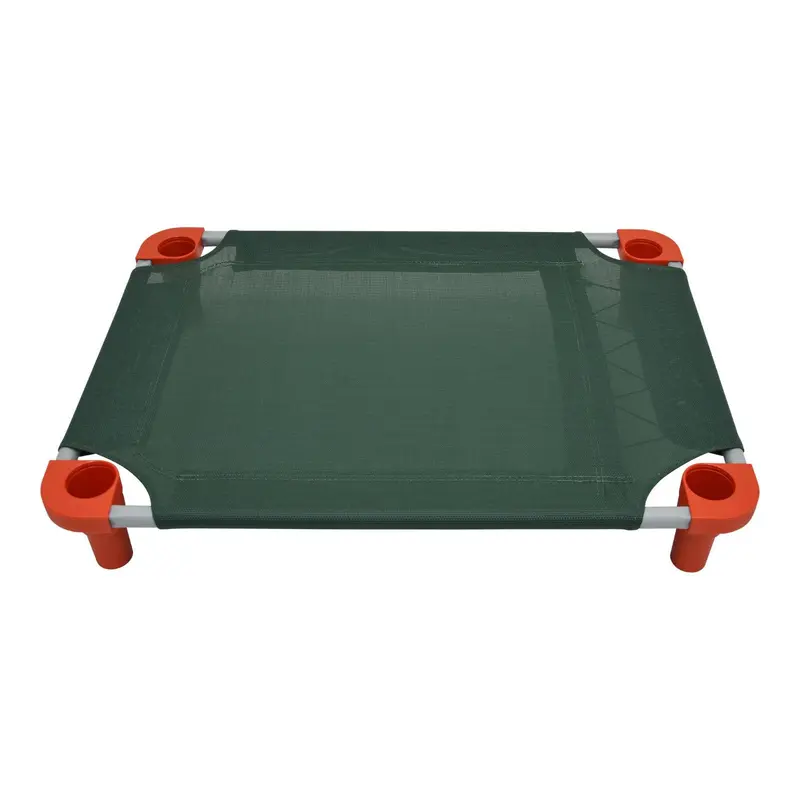 4Legs4Pets Solid Color Premium Weave Dog Cot - Hunter Green with Burnt Orange Legs