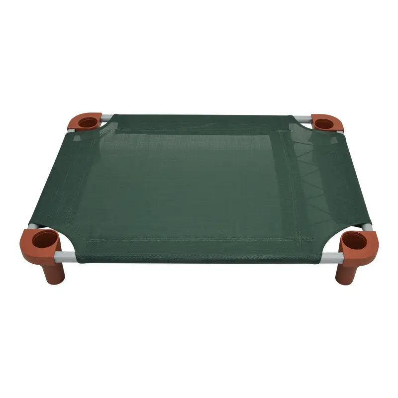 4Legs4Pets Solid Color Premium Weave Dog Cot - Hunter Green with Rust Legs