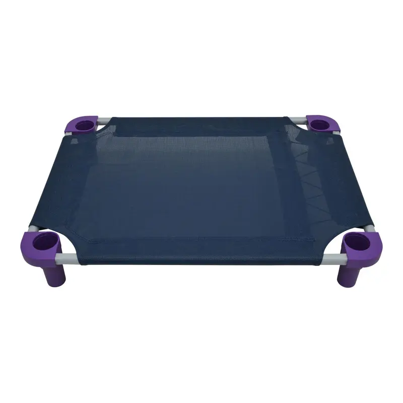 4Legs4Pets Solid Color Premium Weave Dog Cot - Navy with Purple Legs