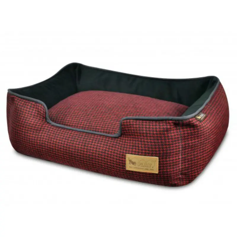 P.L.A.Y. Houndstooth Lounge Dog Bed - Cayenne Red