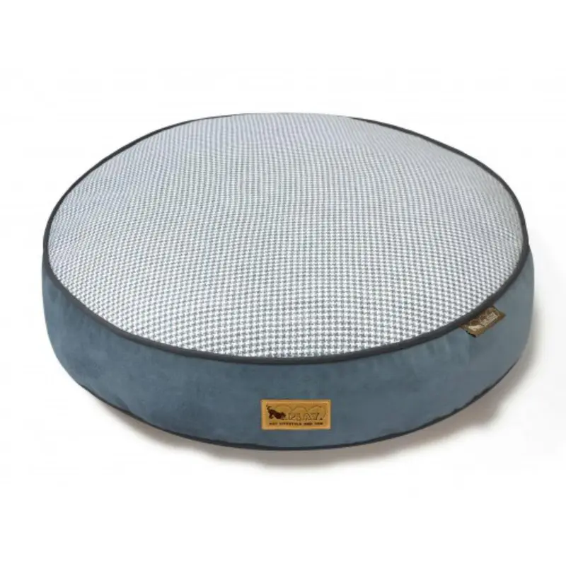 P.L.A.Y. Houndstooth Round Dog Bed - Light Blue
