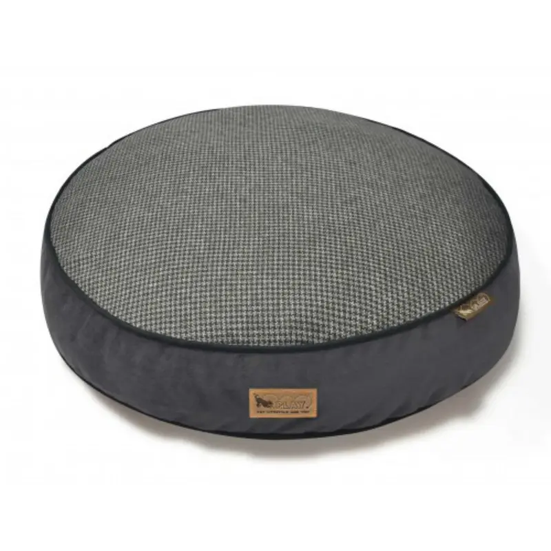 P.L.A.Y. Houndstooth Round Dog Bed - Shadow Gray
