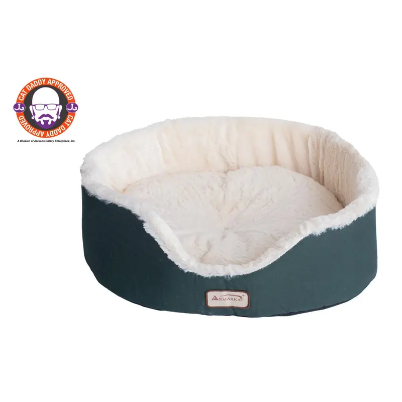 Armarkat Oval Pet Bed - Laurel Green and Ivory