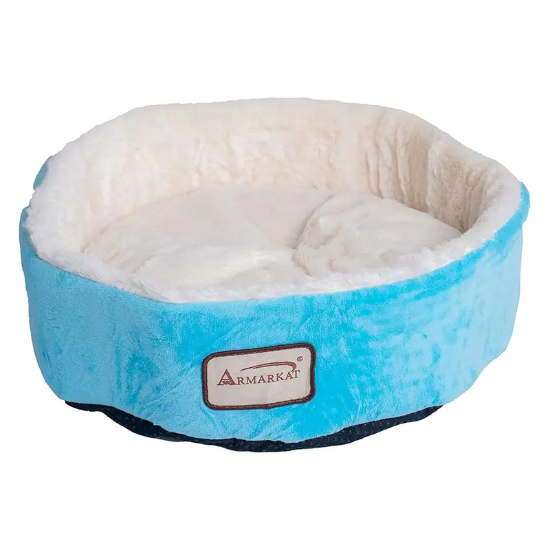 Armarkat Round Pet Bed - Sky Blue and Ivory