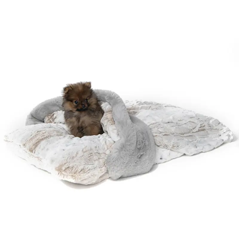 Hello Doggie Ritz Hideaway Dog Bed - Pearl Leopard and Dove Gray