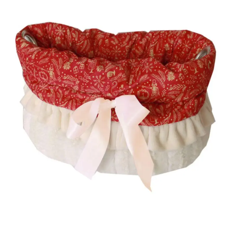 Reversible Snuggle Bugs Pet Bed, Bag, and Car Seat - Red Holiday Whimsy