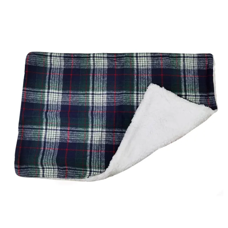 Doggie Design Plaid Sherpa-Lined Dog Blanket - Blue & Green
