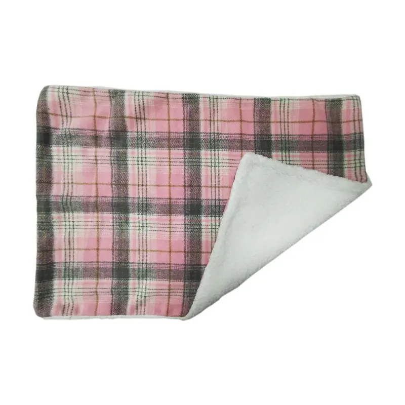 Doggie Design Plaid Sherpa-Lined Dog Blanket - Pink & White