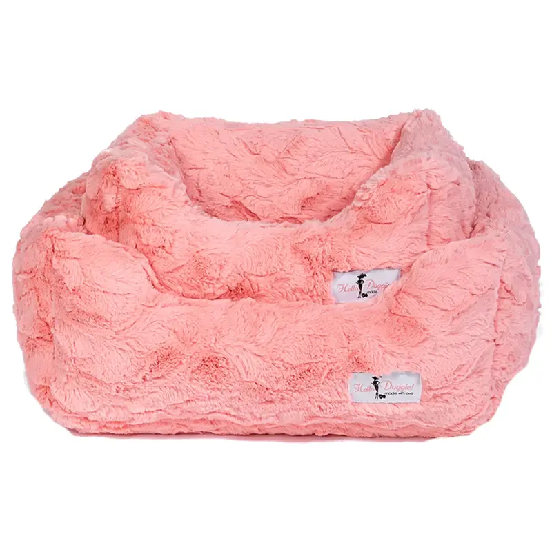 Hello Doggie Cuddle Dog Bed - Peach