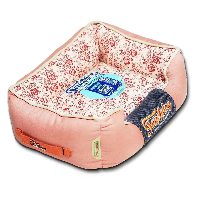 Pet Life Touchdog Floral-Galoral Reversible Dog Bed - Pink, Red and White