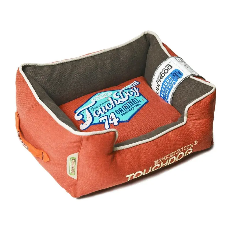 Pet Life Touchdog Sporty Vintage Reversible Dog Bed - Brown and Orange