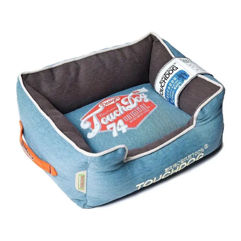 Pet Life Touchdog Sporty Vintage Reversible Dog Bed - Dark Blue and Mud Brown