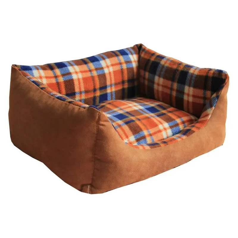 Pet Life Wick-Away Anti-Bacterial Water Resistant Rectangular Dog Bed - Orange Plaid