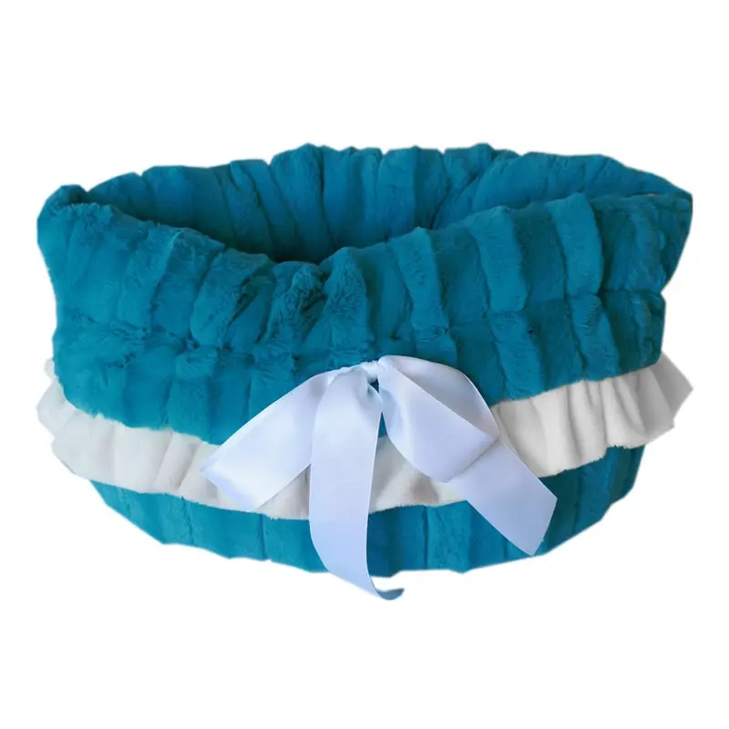 Reversible Snuggle Bugs Pet Bed, Bag, and Car Seat - Aqua