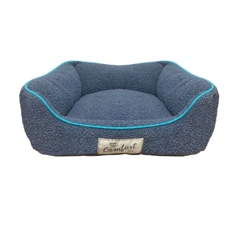 Happy Tails Comfort Teddy Fur Cuddler Dog Bed - Gray