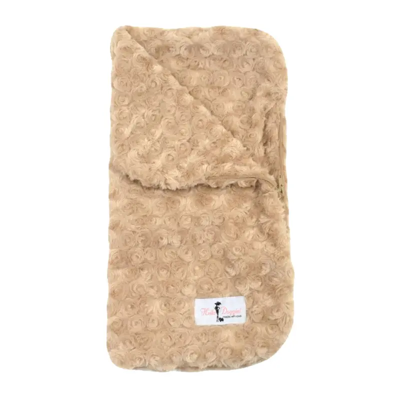 Hello Doggie Snuggle Pup Sleeping Bag Dog Bed - Tan Rosebud 