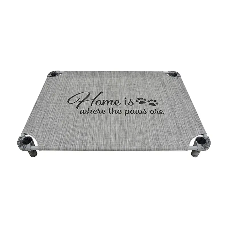 4Legs4Pets Home is Where the Paws Are Printed Dog Cot - Elephant Gray Limited Edition