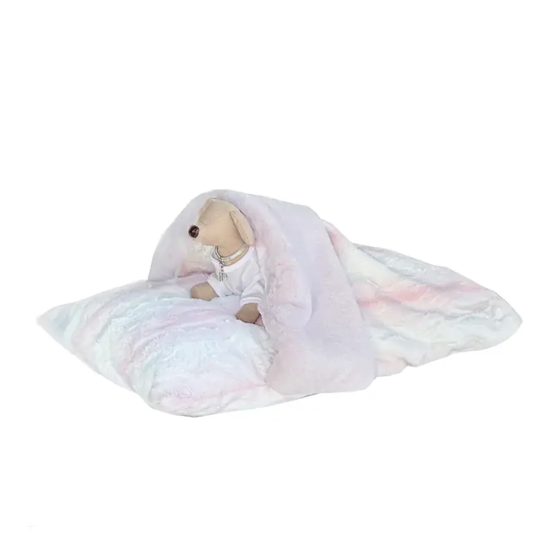 Hello Doggie Ritz Hideaway Dog Bed - Pink Angora and Blush