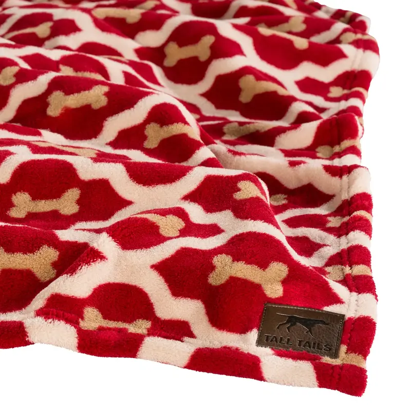 Tall Tails Red Bone Fleece Dog Blanket