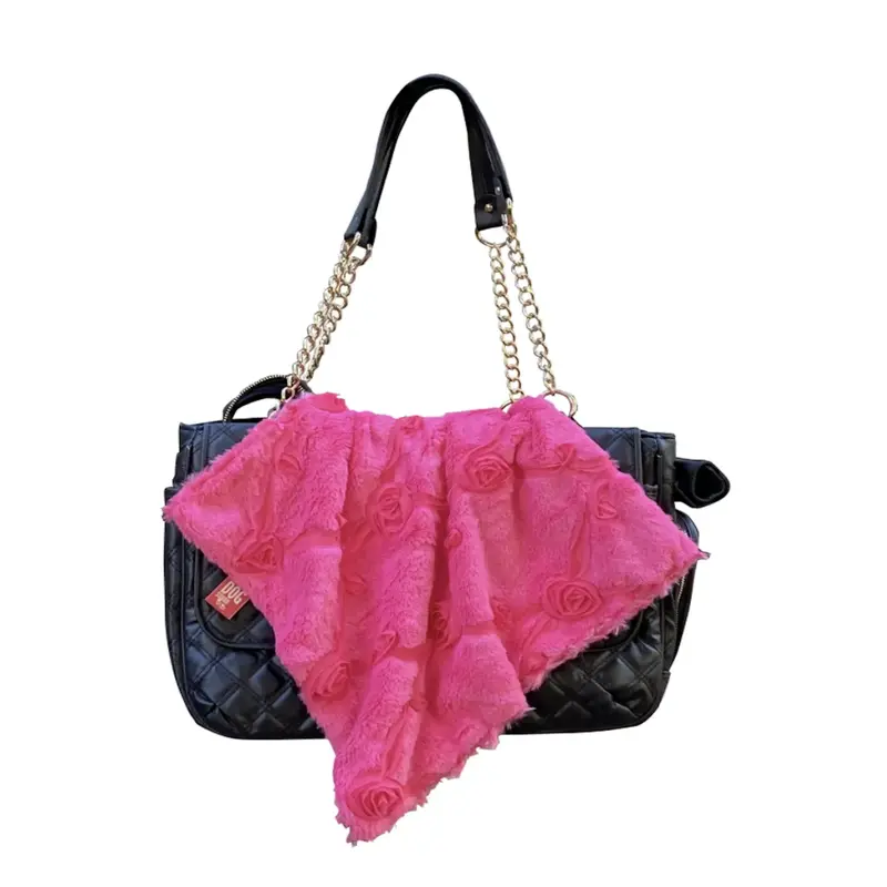 The Dog Squad Embroidered Roses Dog Blanket - Hot Pink