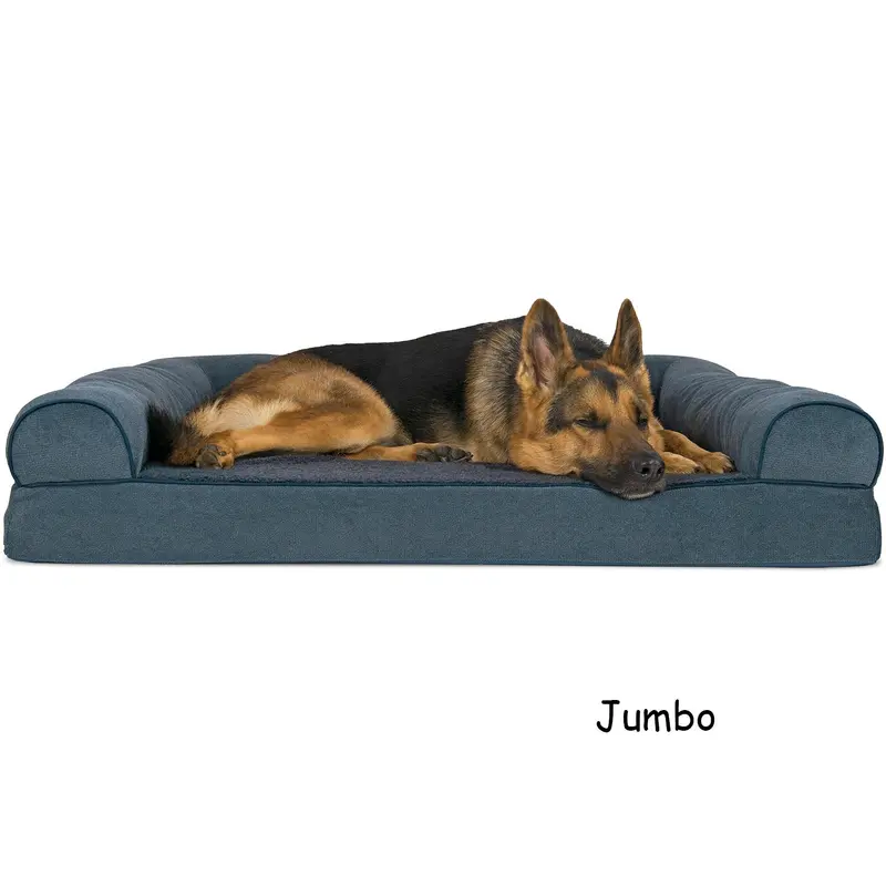 FurHaven Faux Fleece & Chenille Soft Woven Orthopedic Sofa Pet Bed - Orion Blue