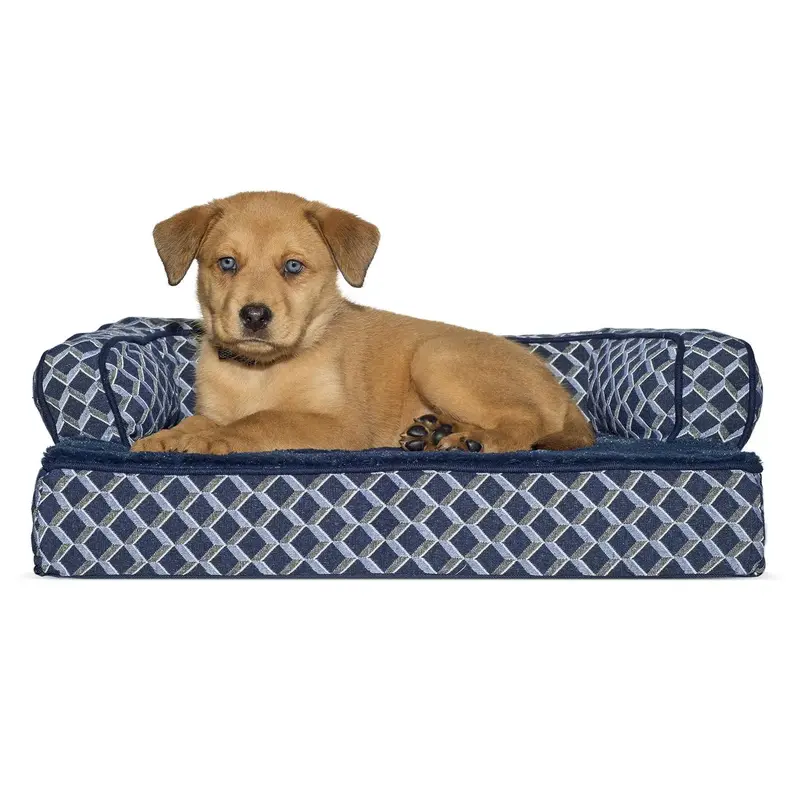 FurHaven Plush & Decor Orthopedic Sofa-Style Pet Bed - Diamond Blue