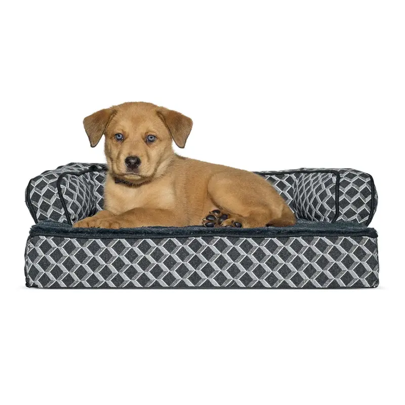 FurHaven Plush & Decor Orthopedic Sofa-Style Pet Bed - Diamond Gray