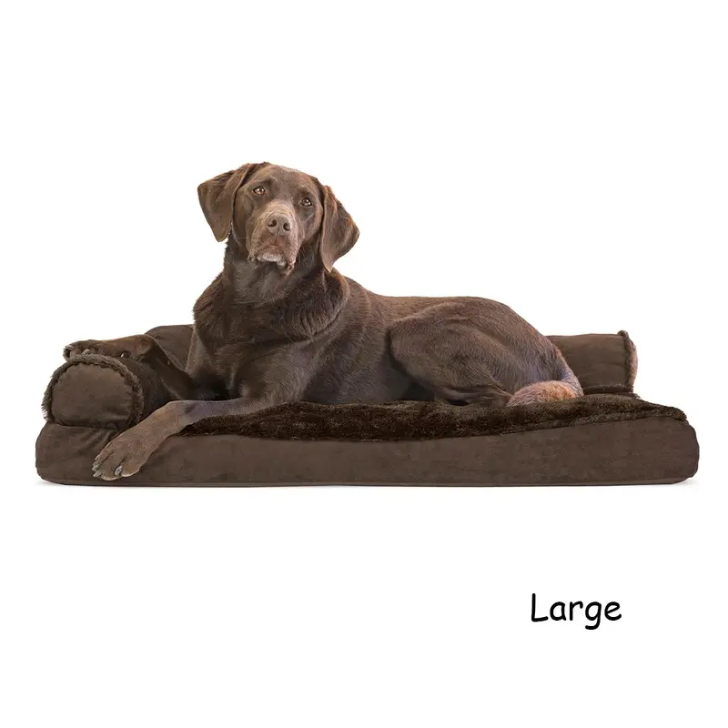 FurHaven Plush & Velvet Deluxe Chaise Lounge Pillow Sofa-Style Pet Bed - Sable Brown
