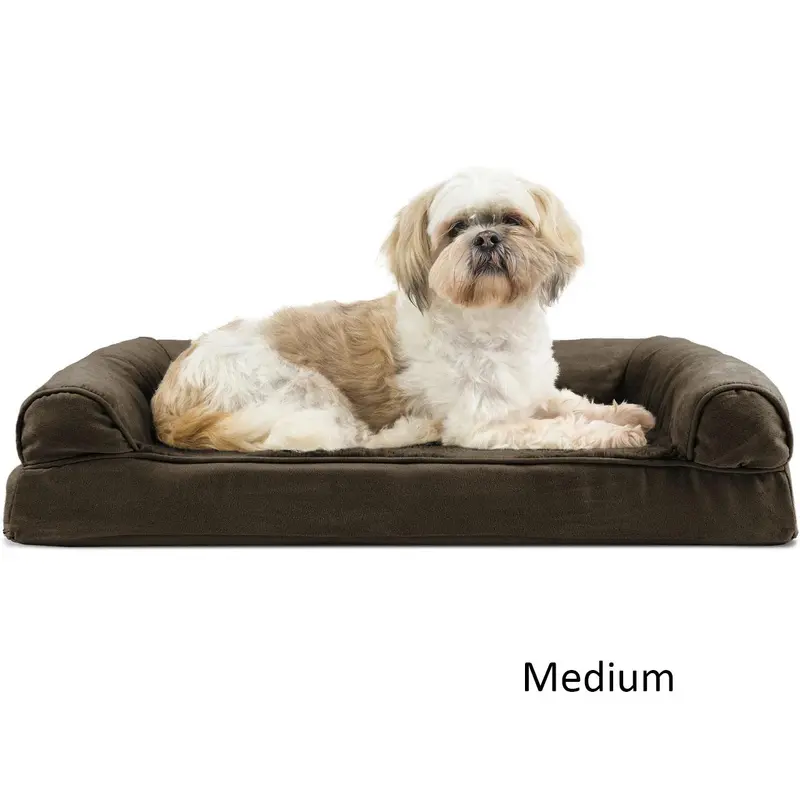 FurHaven Plush & Suede Memory Top Sofa Pet Bed - Espresso