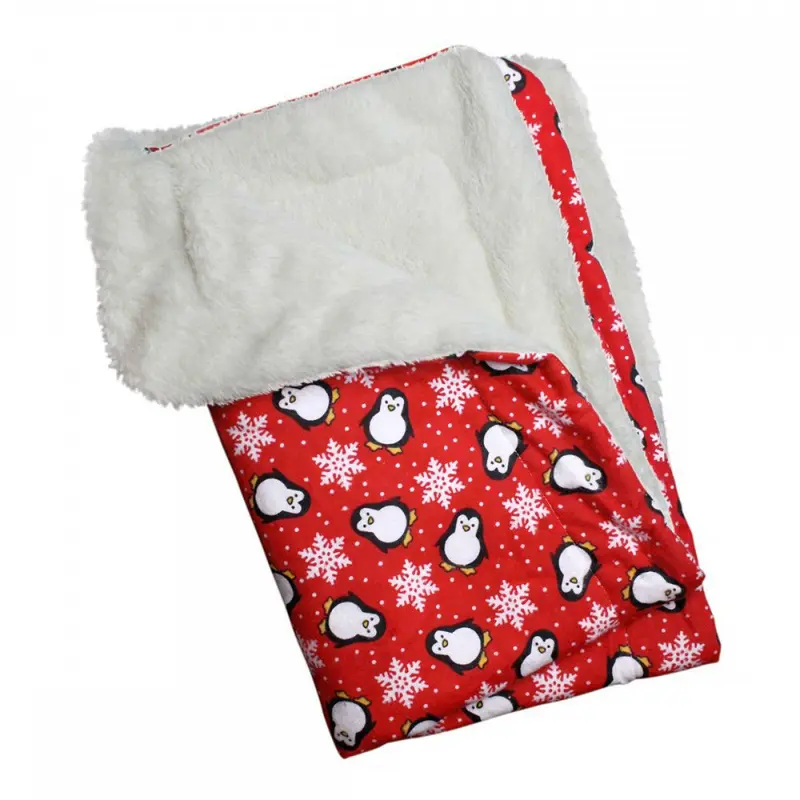 Klippo Penguins & Snowflakes Flannel Ultra-Plush Dog Blanket - Red