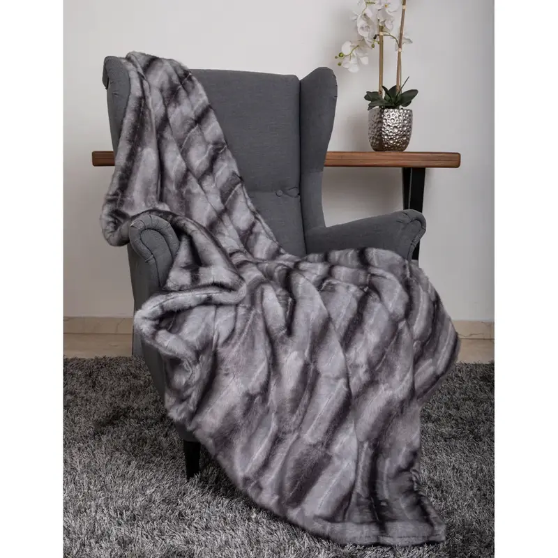 Hello Doggie Faux Fur Throw Dog Blanket - Platinum