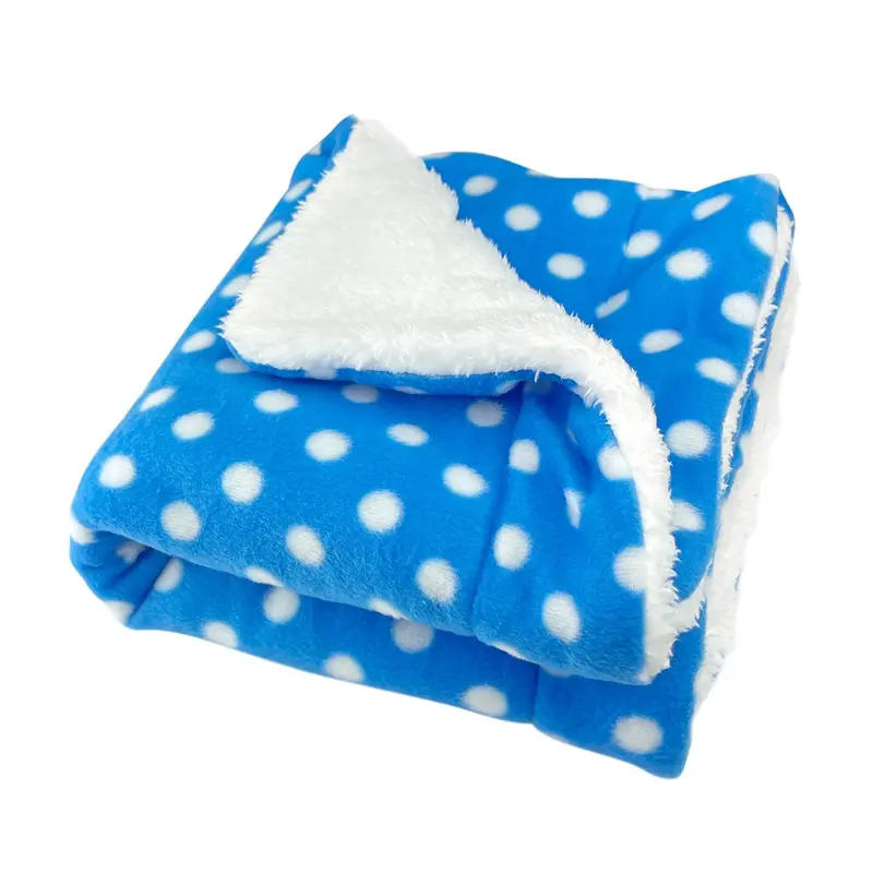 Klippo Polka Dot Ultra-Soft Fleece Plush Dog Blanket - Blue with White Dots