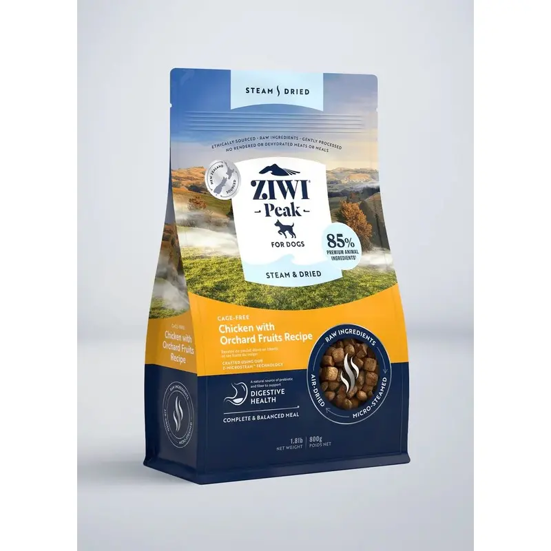 ZIWI DOG FOOD STEAM DRIED CHICKEN & FRUIT 800G